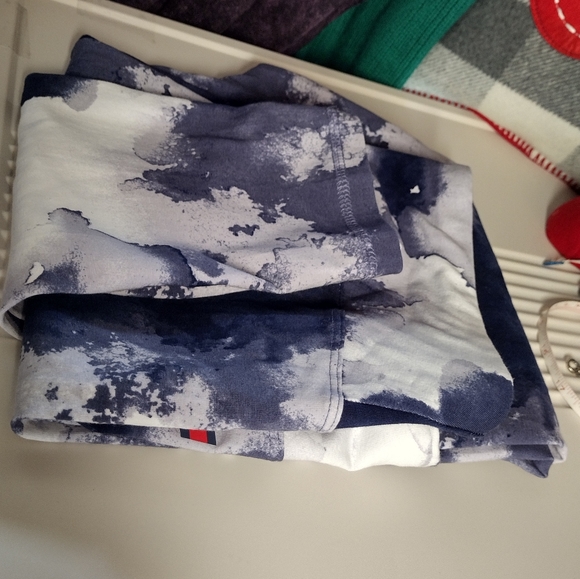 #0361 XL (Tag 1X runs small) NWT TOMMY HILFIGER Blue/Wht Tie Dye Jersey Leggings - Picture 12 of 16